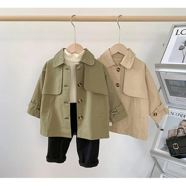 Baby Boys Fashion Long Trench Coats Jackets Kids Casual Elegant Cotton Jackets Overcoats Children Clothes