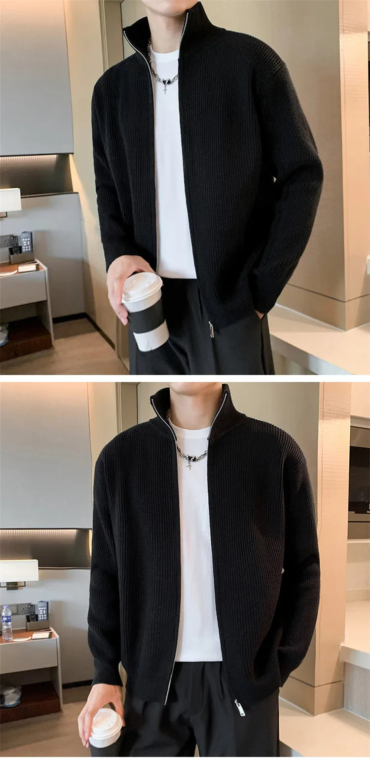 Autumn Turn Down Neck Cardigan Sweater Men Women Streetwear Loose Style Korean Knitwear Jacket Fashion Brand Mens Cardigan Z17