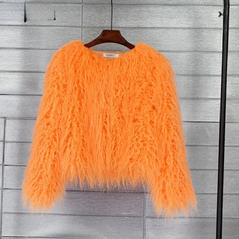 Colorful Warm Faux Women Fur Coat Loose Black White Pink Plush Coat Female Jacket Fur Autumn Winter Shaggy Outerwear