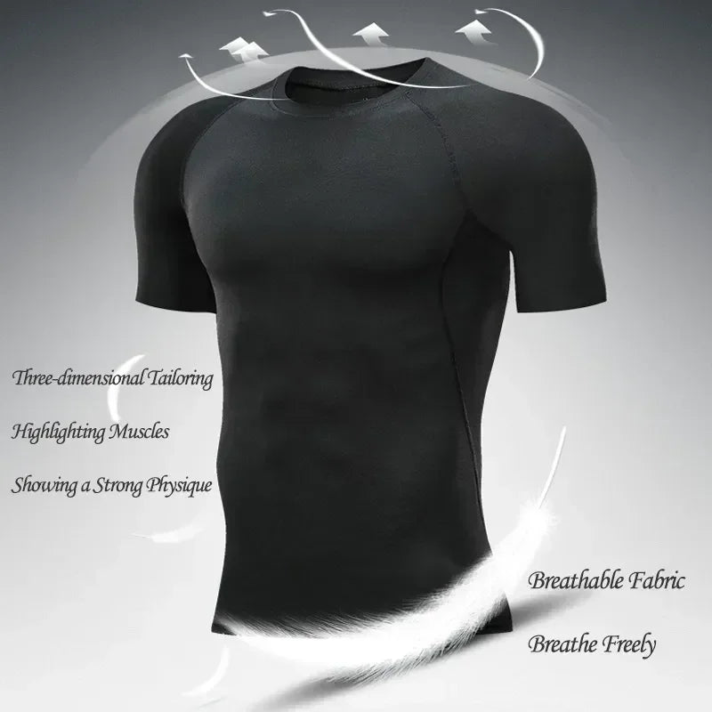 2024 Summer Men Sun-protective Clothing Anime T-shirt Fitness Quick-drying Running Fitness T-shirt Sports Tight Rashgard S-3XL