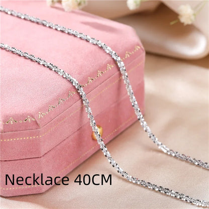 Authentic S925 Sterling Silver Necklace 2mm Sparkling Collarbone, Sweater Chain, High Charm Jewelry Gift Women