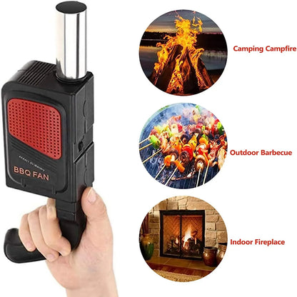 Outdoor Camping BBQ Air Blower Portable Handheld Electric Fan Picnic Cooking Lighter Tool Handheld Barbecue Charcoal Grill Fan