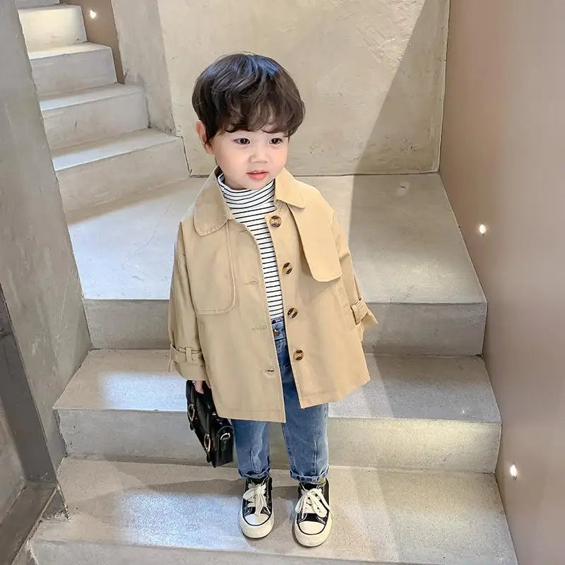 Baby Boys Fashion Long Trench Coats Jackets Kids Casual Elegant Cotton Jackets Overcoats Children Clothes