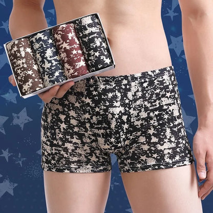 NEW Men's Panties 4pcs/Lot  Male Underpants Man Pack Shorts Boxers Underwear Fashion Sexy Mens Boxer Ultrathin Large Size L-4XL