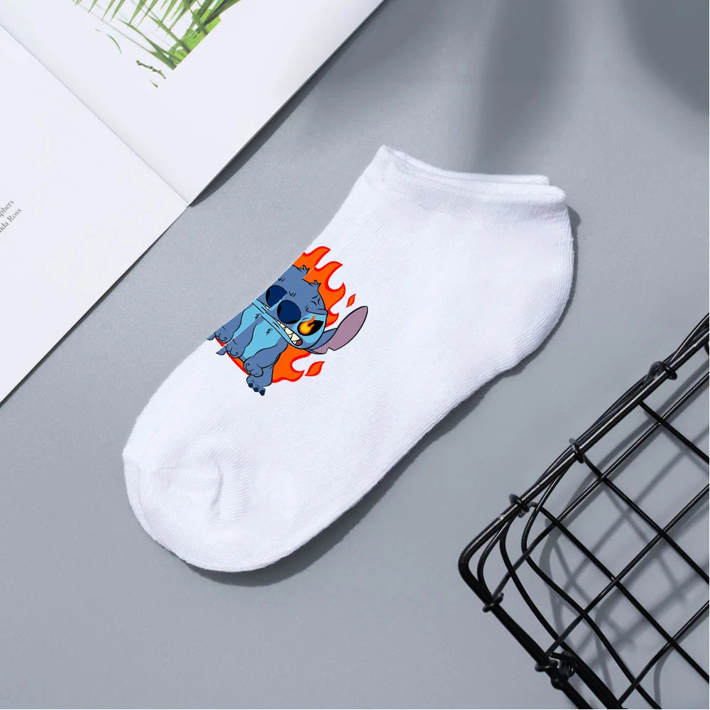 Anime Disney Lilo & Stitch Short Socks Cartoon Boat Socks Spring Summer Breathable Socks for Men and Women Cotton Ankle Socks