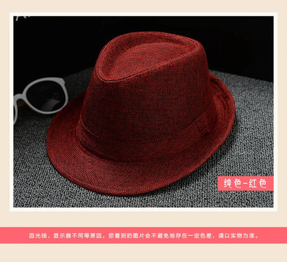 Summer Fedora Hat for Men Fashionable Elegant Vintage Black Women White Red Brim 1920s Panama Top Jazz Beach Unisex Classic Cap