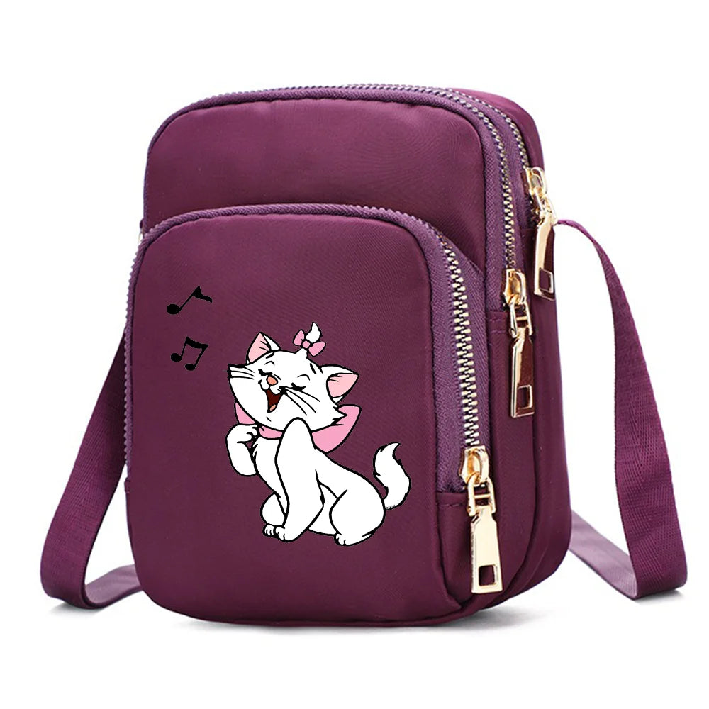 The Aristocats Marie Cat Women Shoulder Bags Cell Phone Purse Crossbody Shoulder Strap Handbag Female Girls Bags Causal Bag Gift