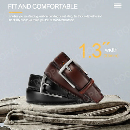 Men Belts Men's Vintage Casual Belt Black Pin Buckle Metal Automatic Buckle Strap Male Plus Size 105 115 125 135 145 155cm