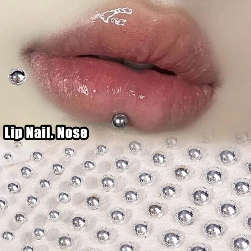 Sliver Diamond Sticker Fake Nose Stud Self Adhesive Rhinestones Non Piercing Eye Ear Face Body Jewelry for Women Sticker Crystal