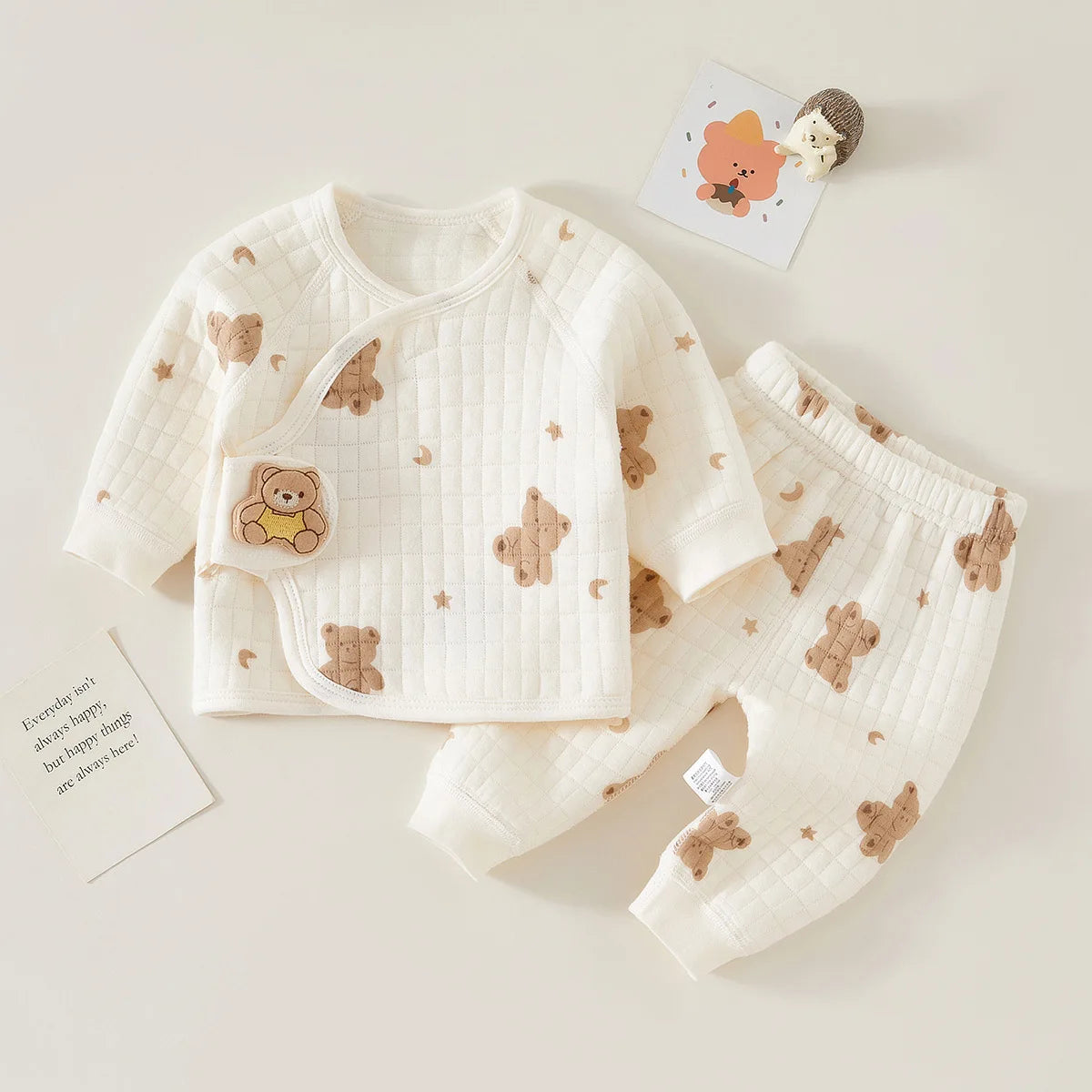 Autumn Winter Thermal Underwear Suit Baby Clothing Sets Boys Girls Pajama Sets Baby Warm Sleepwear Cartoon bear Kids Clothes