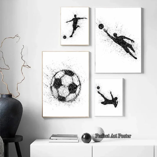 Watercolor Football Man Playing Soccer Sport Canvas Painting Posters Prints Wall Art Modern Pictures Gifts Home Boys Room Decor