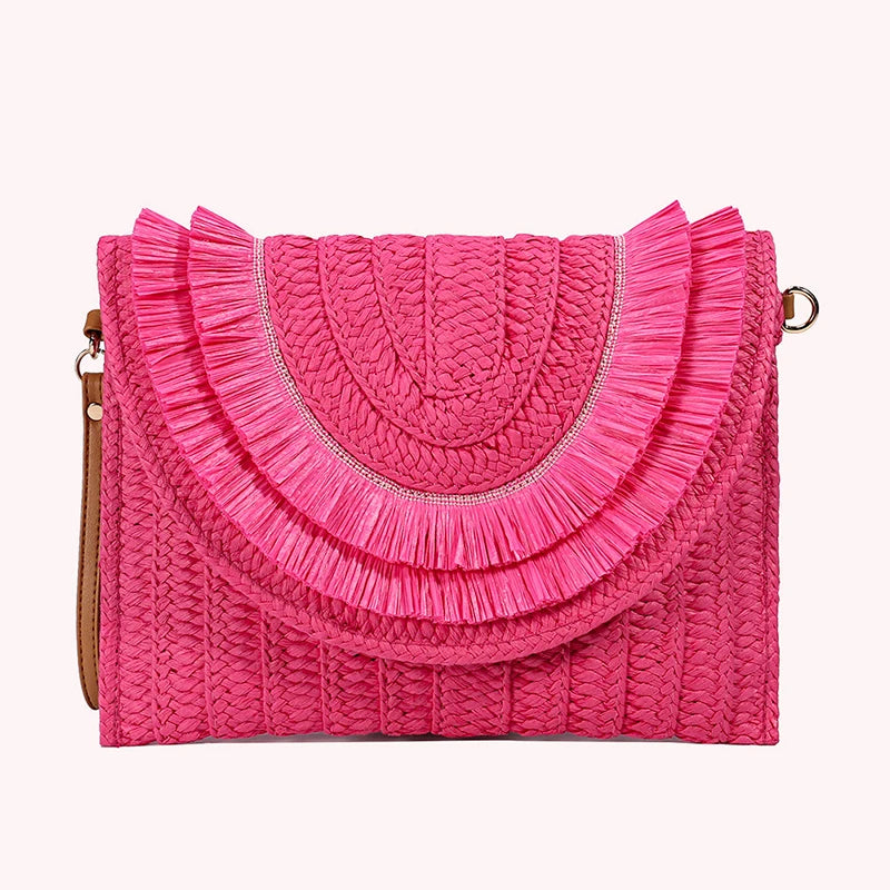 Raffia Straw Weaven Bags Fashion Ladies Wrist Clutches Summer Women Shoulder Crossbody Bags Handmade Handbags Purse Beach Bag