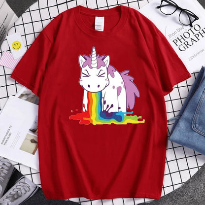 Funny Unicorn Rainbow Printed Summer Men's High Quality Cotton T Shirts Tops Casual Cartoon T-shirts Tops Fashion Loose Tees Top