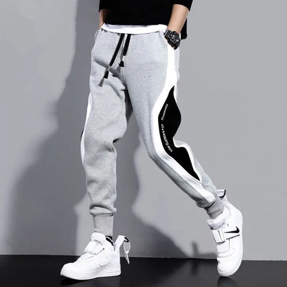 Men's Sports Pants Spring Autumn Male Loose Fitting Leggings Patchwork Running Training Casual Pants Fashion Outfit Trousers