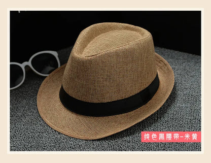 Summer Fedora Hat for Men Fashionable Elegant Vintage Black Women White Red Brim 1920s Panama Top Jazz Beach Unisex Classic Cap