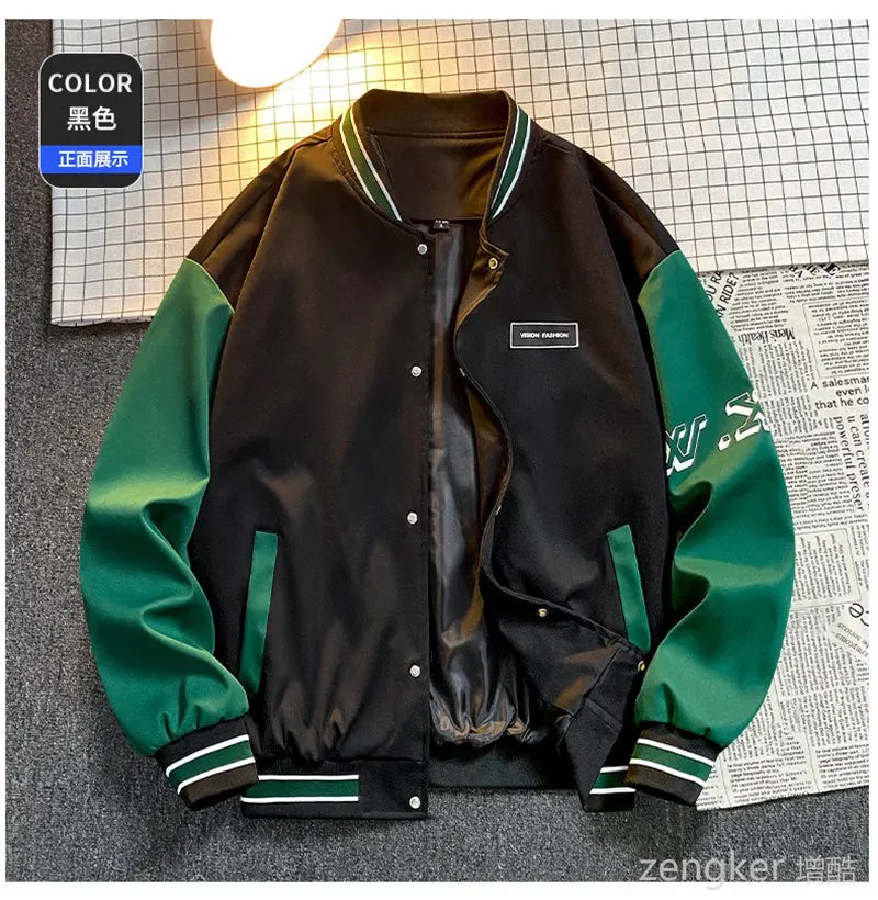 Spring  autumn trend handsome colorful baseball collar jacket plus size loose casual  160kg 10xl Youth student jacket 9XL