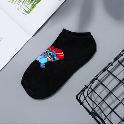 Anime Disney Lilo & Stitch Short Socks Cartoon Boat Socks Spring Summer Breathable Socks for Men and Women Cotton Ankle Socks