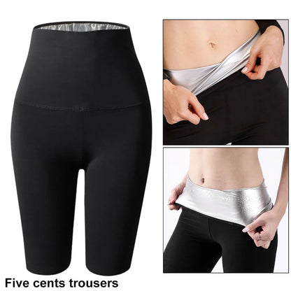 Sauna Slimming Pants Long Waist Trainer Sweat Hot Thermo Weight Loss Women Fat Burner Shorts Compression Leggings Trimmer