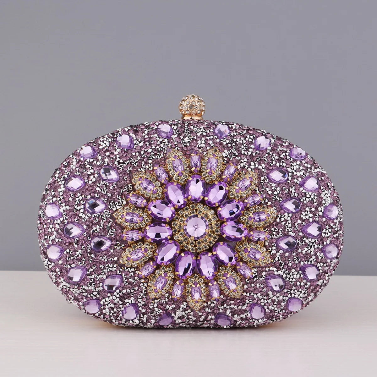 Flower Rhinestones Evening Bags Metal Prom Clutch Diamonds Clutch With Chain Shoulder Handbags Wedding Female Purse