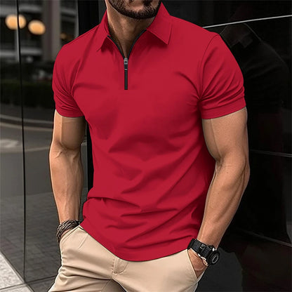 Summer Men's Solid Color Polo Shirt Short Sleeve Lapel Button Tshirts for Men Casual Streetwear Lightweight Jogging Tops