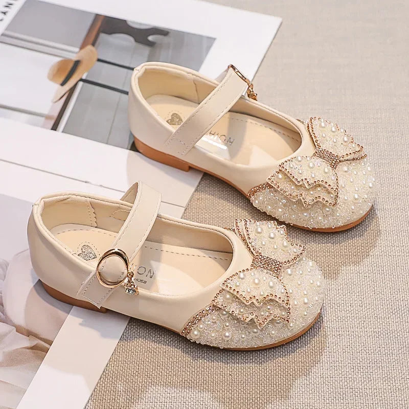 Children Princess Shoes Glitter Party Wedding Shoes for Girls Fashion Rhinestone Toddlers Ballet Flats Causal Kids Leather Shoes