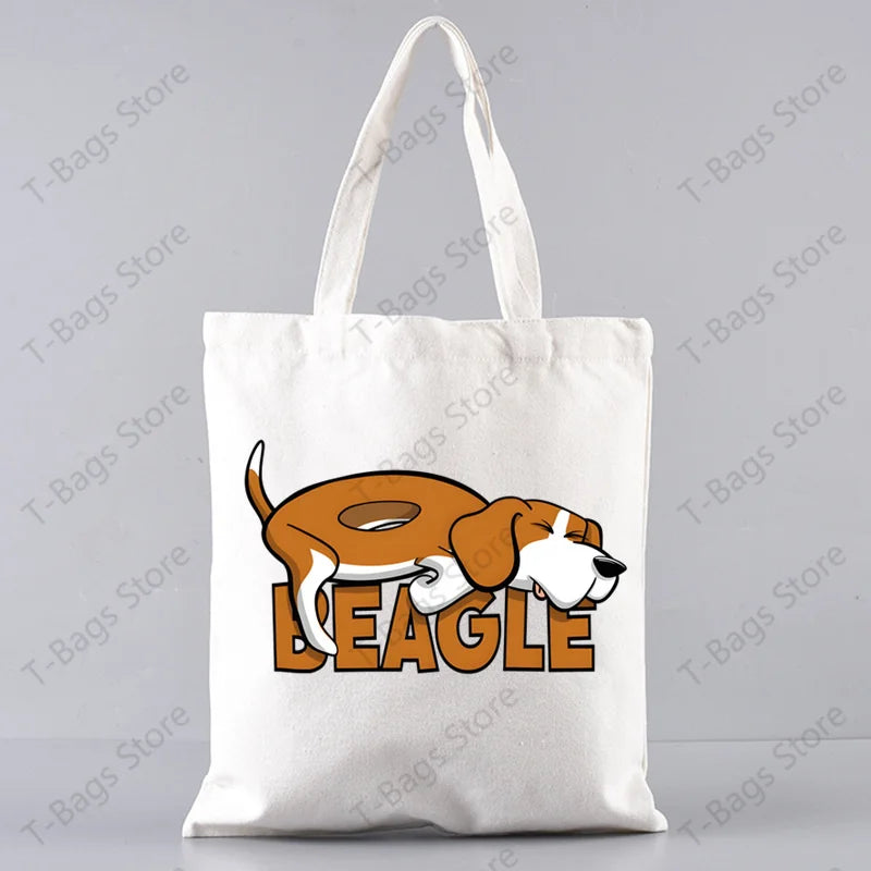 2pcs/set Beagle Bagel Dog Cute Print Tote Bag, Large Capacity Shoulder Bag, Women's Casual Handbag for Work School Shopping