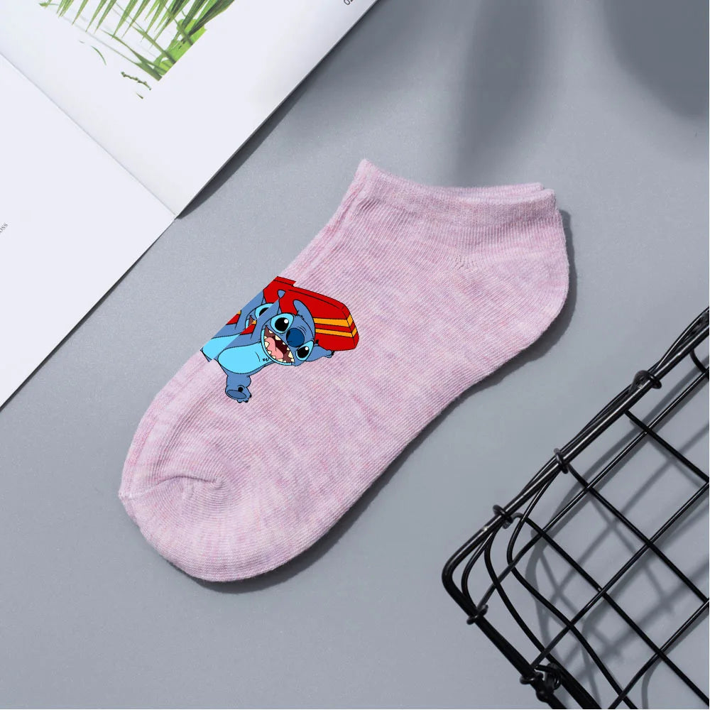 Anime Disney Lilo & Stitch Short Socks Cartoon Boat Socks Spring Summer Breathable Socks for Men and Women Cotton Ankle Socks