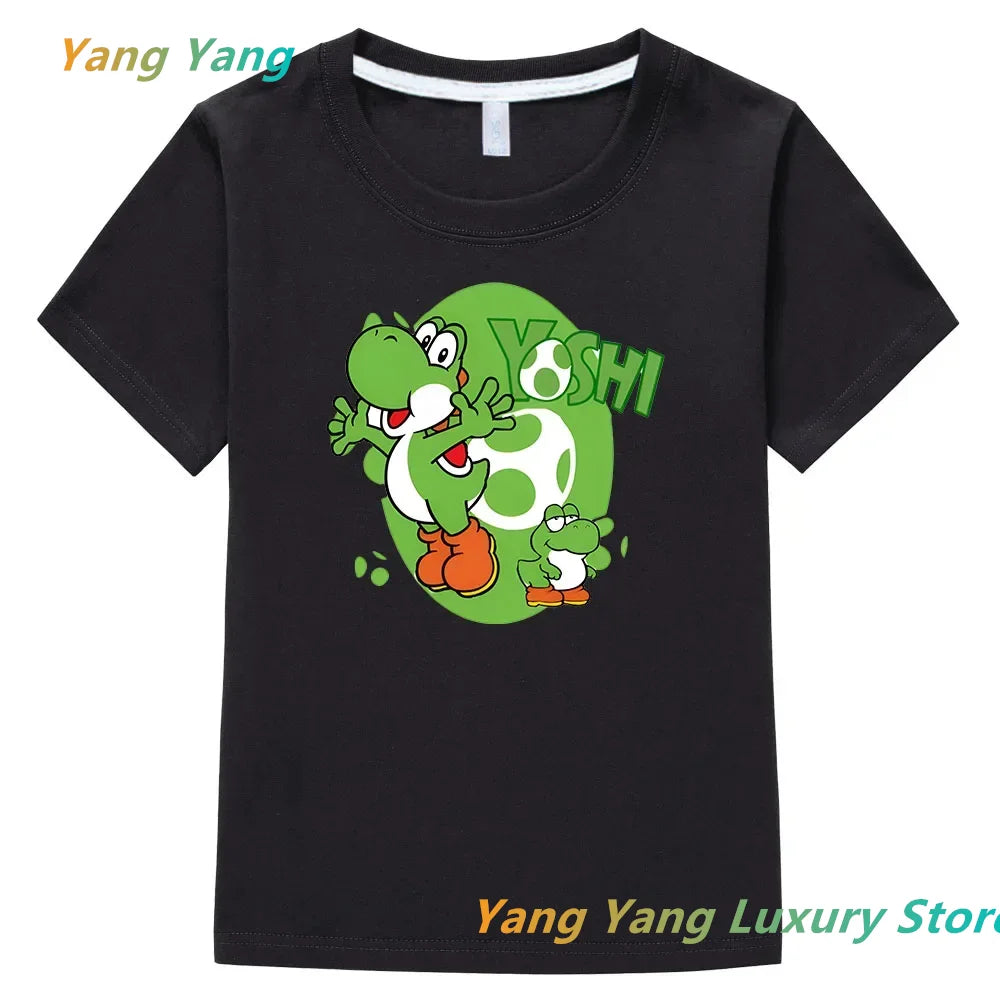 Children Cotton T-shirt Super Smash Bros Yoshi Shirt Cartoon Kids T Shirt Summer Women Men Cotton T shirt Top Men Family Clothes