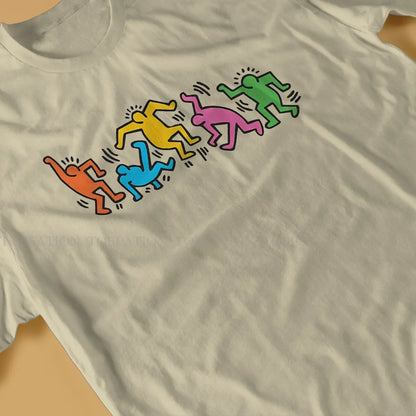 Haring Geometric Graffiti Dance Together Tshirt Homme Men's Tees Blusas Cotton T Shirt For Men