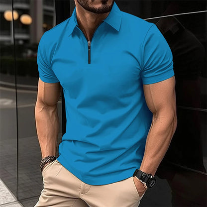 Summer Men's Solid Color Polo Shirt Short Sleeve Lapel Button Tshirts for Men Casual Streetwear Lightweight Jogging Tops