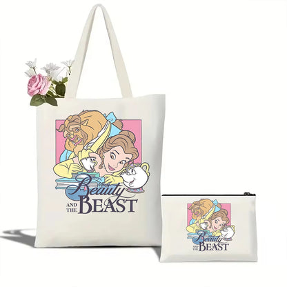 Retro Disney Beauty and the Beast Handbag Disney Belle Princess tote bag Disney Girl Trip Gift Reusable Canvas Shopper Bag