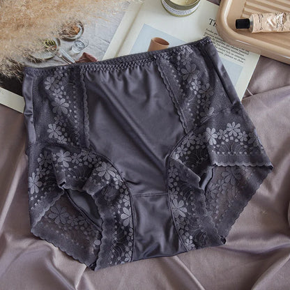 Luxury High Waist Panties Women Sexy Lace Satin Seamless Underwear Female Soft Breathable Traceless Plus Size Lingerie Interior