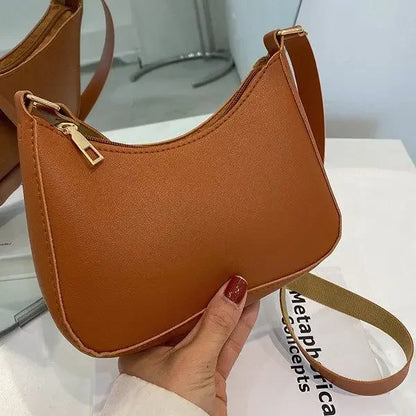 Womens Simple Fashion Handbags Retro Solid Color PU Leather Shoulder Underarm Bag Casual Hobos Handbags Trend Crossbody Bags