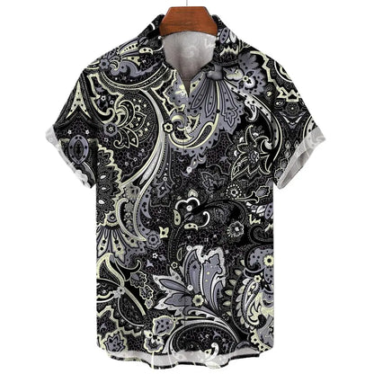 Vintage Men's Shirts 3D Print Ethnic Graphics Fashion Button Short Sleeve Lapel Streetwear Hawaiian Blouse shirts for men Summer