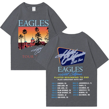 American Rock Bands Eagles Tour Man women Graphics T shirt High Quality Unisex Pure Cotton print Casual short sleeve t-shirts