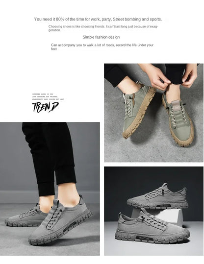 2024 New Men Canvas Shoes Brand Breathable Men Casual Shoes Fashion Comfortable Sneakers Platform Slip on Vulcanized Shoes Male