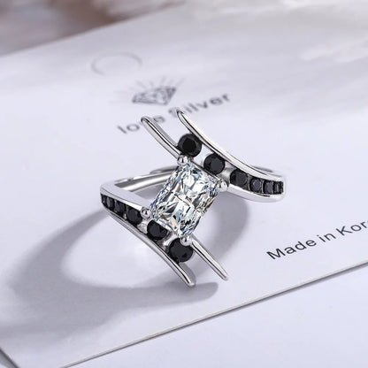 925 Sterling Silver Ring Sparkly Zircon Adjustable Simplicity Fashion Exquisite Women Jewelry Accessories Wedding Party Gift