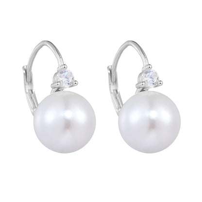 FULSUN Trendy Zirconia Mother of Pearl Ball Earrings 925 Sterling Silver 14K Gold Plated Fine Jewellery Ladies Gift