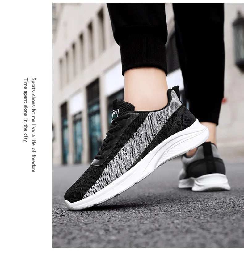 Men's Spring New Casual Running Shoes Sports Tennis Shoes Soft-soled Ultra-light Student Delivery Shoes