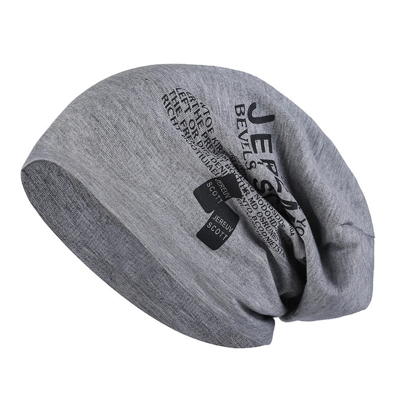 Soft Cotton Baggy Beanie Hat For Men Women Autumn Spring Slouchy Skullcaps Fashion Letter Print Hip Hop Warm Bonnet Caps Unisex