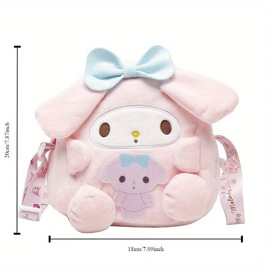 Authorized Polyester Plush Toy Pencil Case - Cute Cartoon Crossbody Shoulder Bag with Hanging Decoration