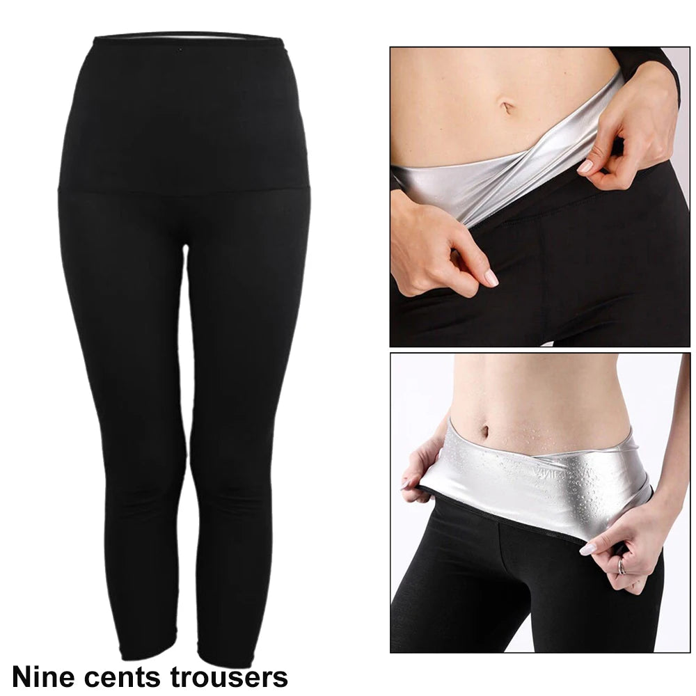 Sauna Slimming Pants Long Waist Trainer Sweat Hot Thermo Weight Loss Women Fat Burner Shorts Compression Leggings Trimmer