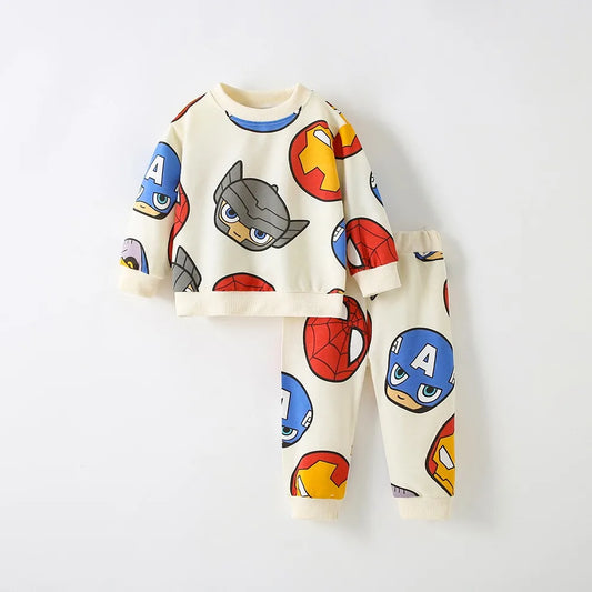 Boutique Fashion Children Clothing Autumn Long Sleeve Tracksuits Loose Baby Boys Sweatshirt Set Marvel Cartoon Hoodies + Pants