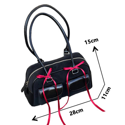 Small PU Leather Double Pockets Design Shoulder Bags for Women 2024 Female Underarm Bag Lady Handbags and Purses Large Capacity