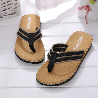 Flip-Flops For Men Summer Anti-Skid Breathable Home Outdoor Comfortable Slippers Daily Casual Regular Canvas Strap Flip-Flops