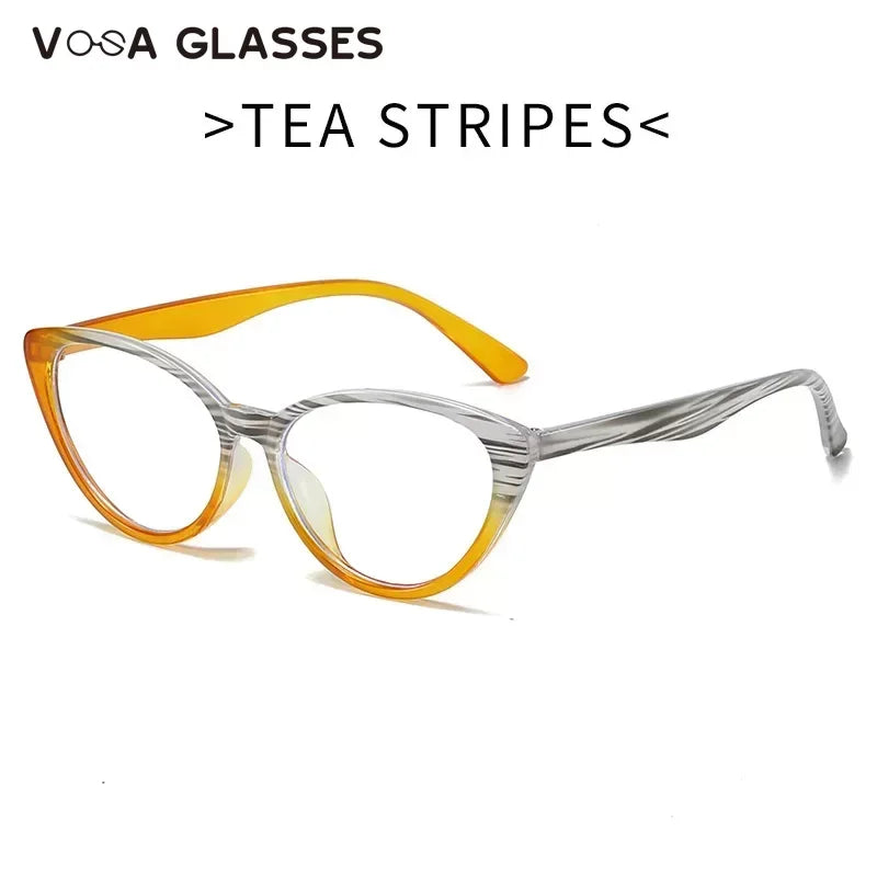 2023 Fashion Sexy Women Cat Eye Reading Glasses Retro Glasses Frame with Prescription Anti Blue Light Lenses Metal Eyewear