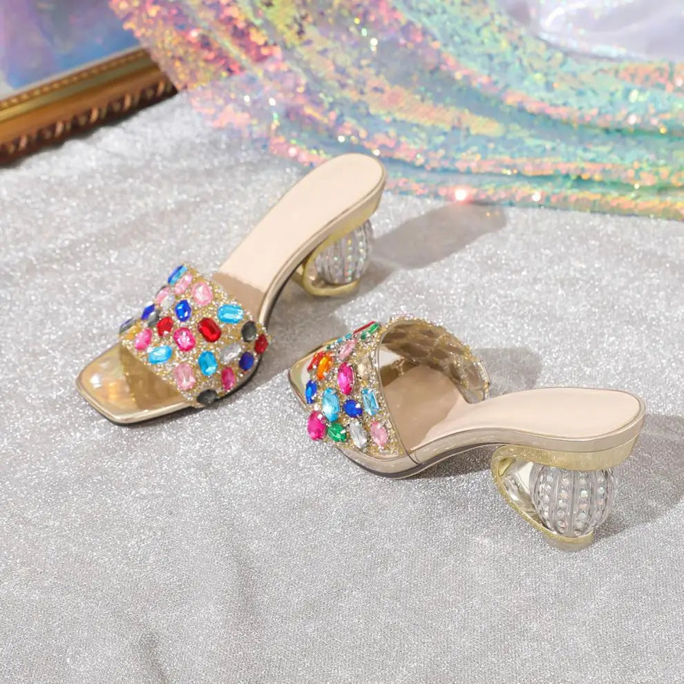 Spring and Autumn Fashion New Sexy Banquet Comfortable Crystal Transparent Solid Color Pointed Toe Women's High Heels