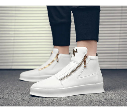 Fashion Brand Mens High-top Sneakers Hot sale White Platform Casual Shoes Men Zipper Designer Sneakers Street Skateboard Shoes