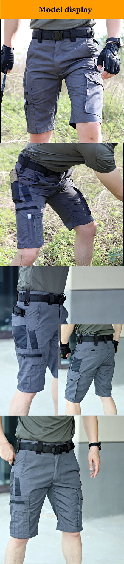 Men's Summer Casual Tactical Shorts Waterproof Military Cargo Shorts Quick Dry Multi-pocket Male Outwear Hiking Training Shorts