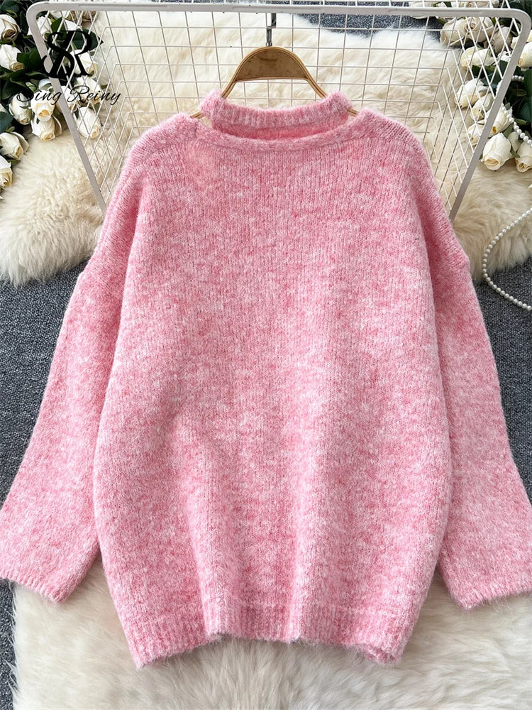 SINGREINY Fashion Solid Cashmere Sweater Long Sleeves Loose Warm Cardigan+Sleeveless Knitting Tank Top Winter Gentle Casual Tops